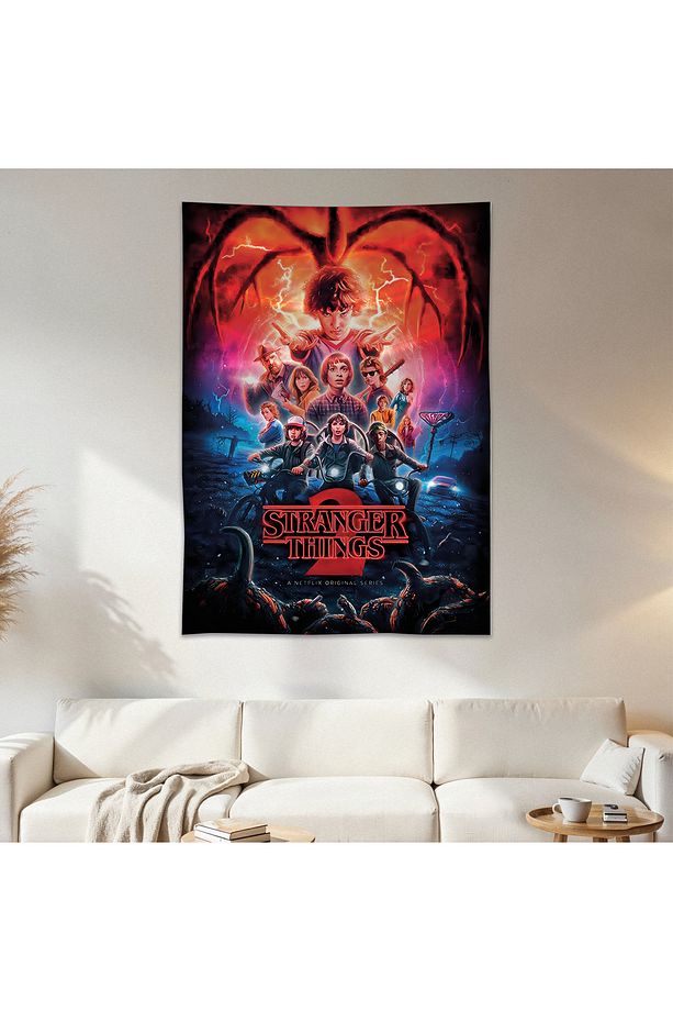 Stranger Things Duvar Örtüsü Duvar Halısı Birinci Kalite Saten Kumaş Poster - 1