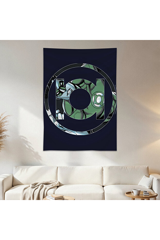 Green Lantern Wall Drape Wall Tapestry First Quality Satin Fabric Poster