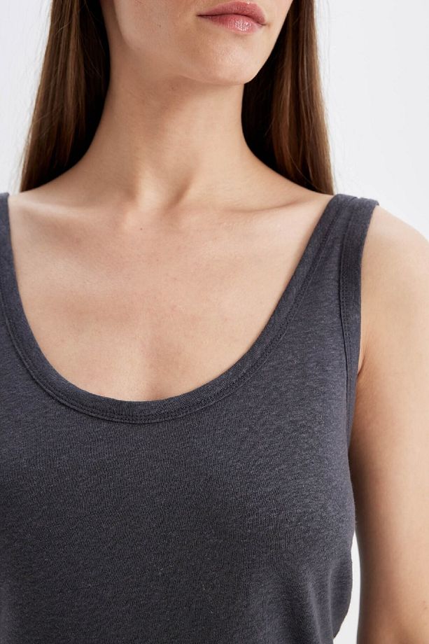 Regular Fit U Yaka Keten Karışımlı Basic Düz Atlet D4453ax24hs - 5