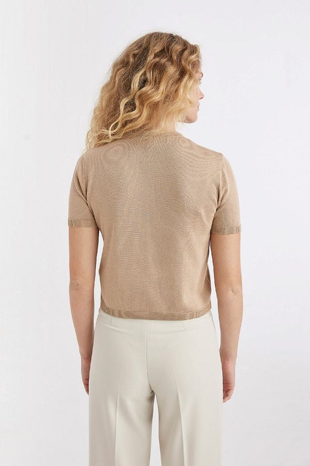 Regular Fit Bisiklet Yaka Basic Düz Düğmeli Kısa Kollu Triko Hırka D4643ax24au - 6