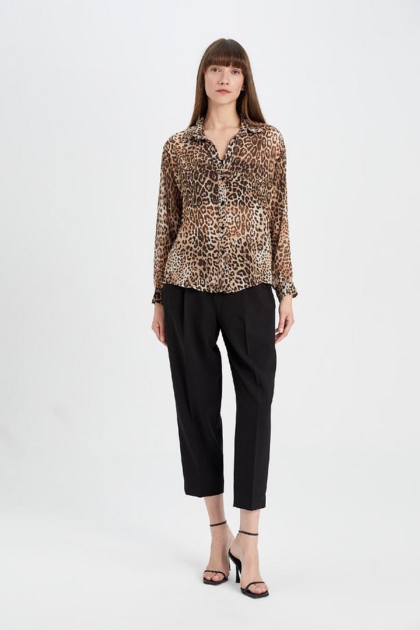 Regular Fit Leopar Desenli Uzun Kollu Gömlek D3721ax24au - 6
