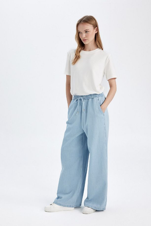 Culotte Yüksek Bel Uzun Yumuşak Jean Yıkamalı Pantolon D3897ax24hs - 3