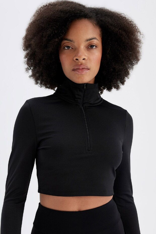 Fit Slim Fit Slim Fit Zippered High Neck Long Sleeve T-Shirt W0343Az24Au
