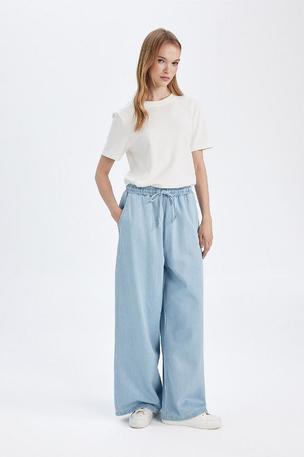 Culotte Yüksek Bel Uzun Yumuşak Jean Yıkamalı Pantolon D3897ax24hs - 4