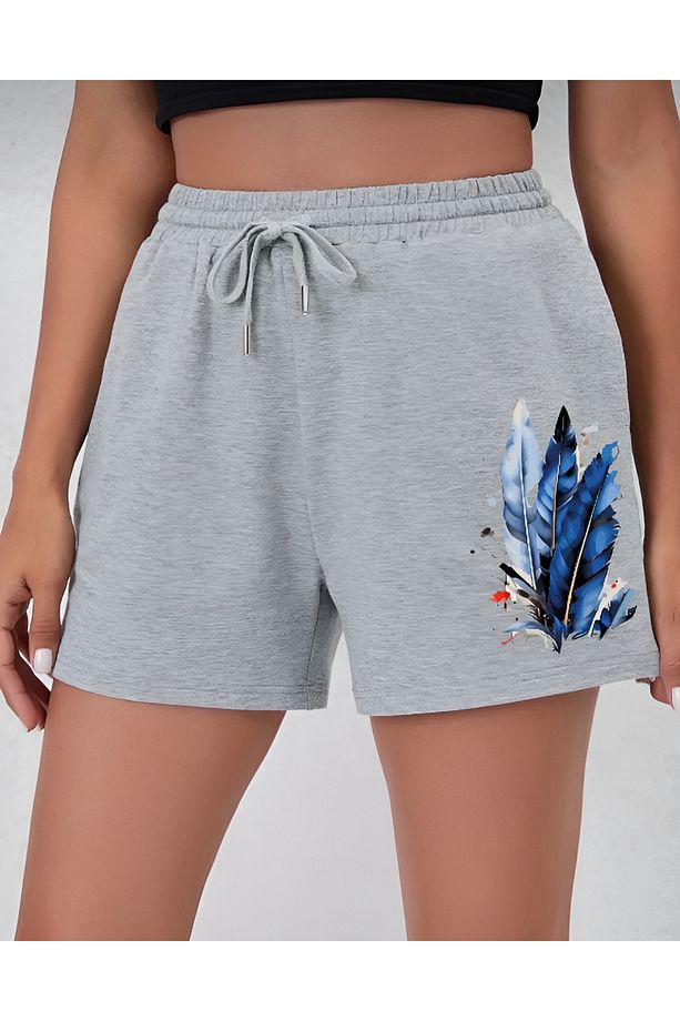 Mavi Tüğ Baskılı Unisex Şort Likralı Esnek Süprem Penye Kumaştır Terletmez - 1