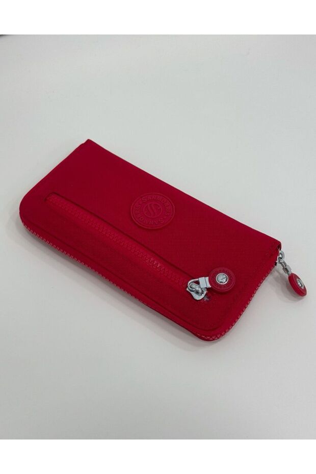 Women's Crinkle Fabric Wallet with Metal Zipper Card Holder and Coin Compartment
