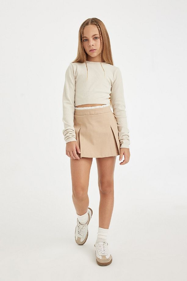Kız Çocuk Basic Düz Gabardin Pileli Siyah Şort Etek D3213a824wn - 4