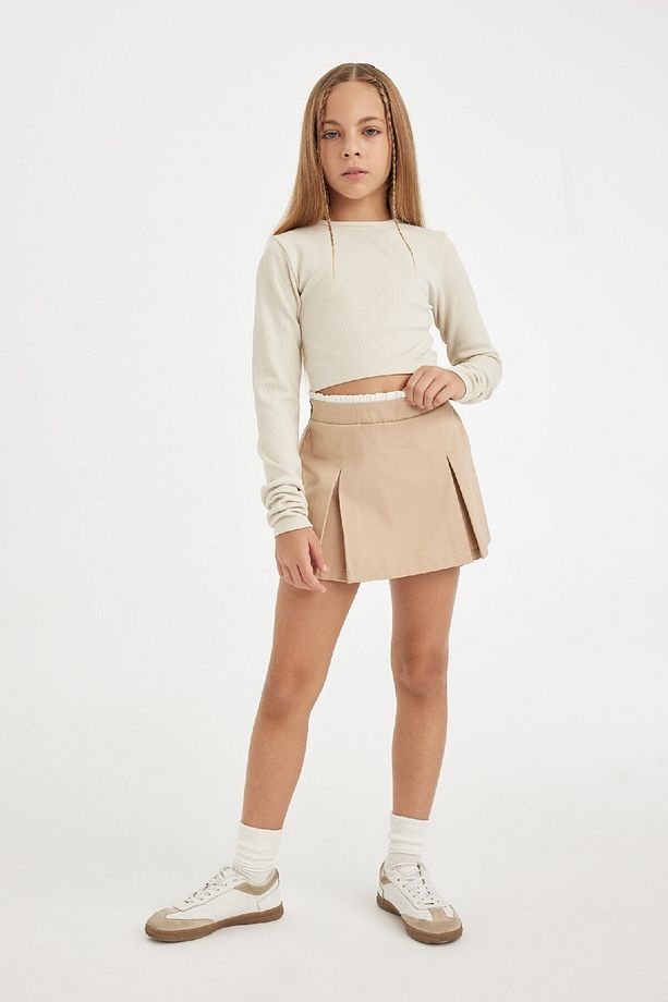 Kız Çocuk Basic Düz Gabardin Pileli Siyah Şort Etek D3213a824wn - 1