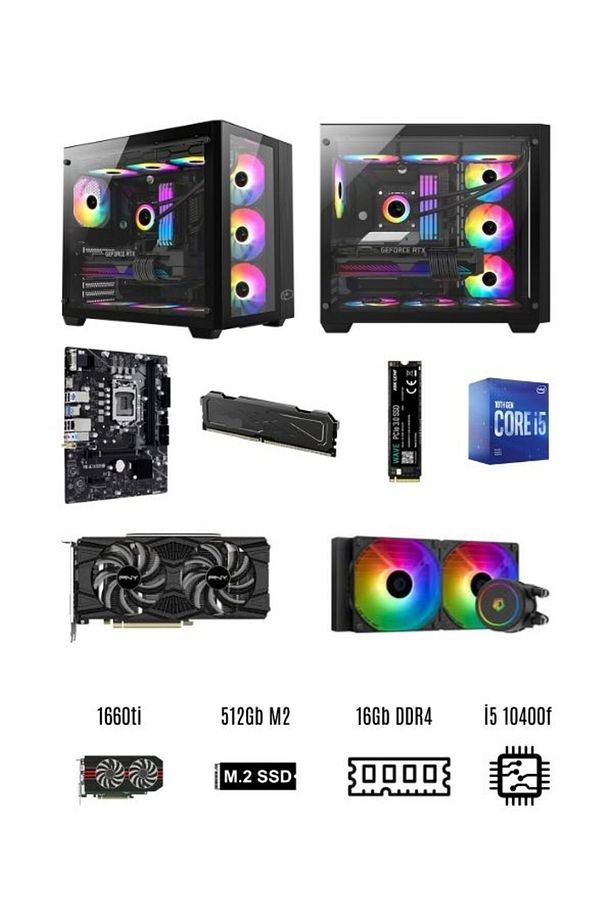 RMT0504 İ5 10400F / Gtx 1660ti / 16Gb Ram / 500Gb M2 / 240mm Sıvı Soğutma Gaming Bilgisayar - 1