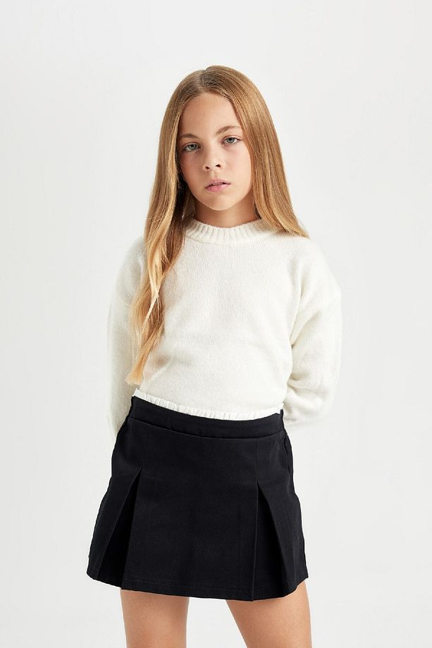 Kız Çocuk Basic Düz Gabardin Pileli Siyah Şort Etek D3213a824wn - 3