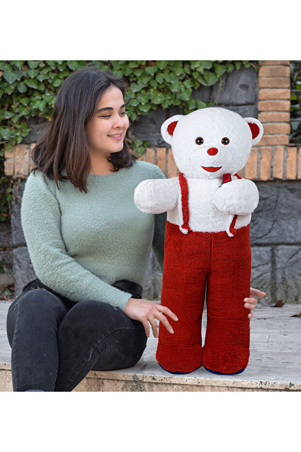 80 cm Standing Plush Panda Toy in Overalls