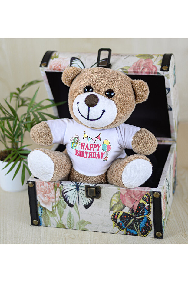 25 cm Happy Birthday Written Flower Bear