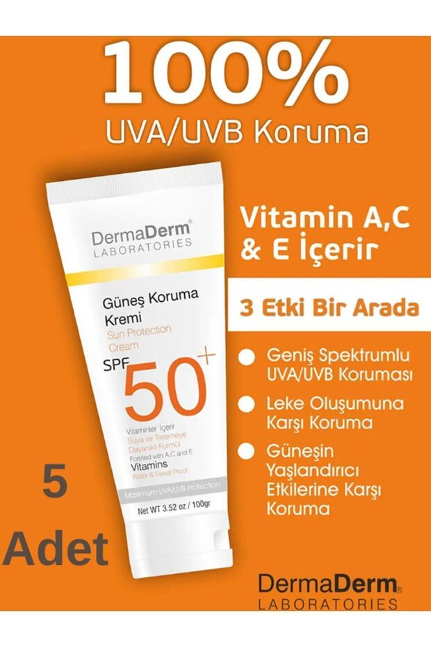 5 Adet Bitkisel Güneş Kremi Spf +50 100 Gr - 3