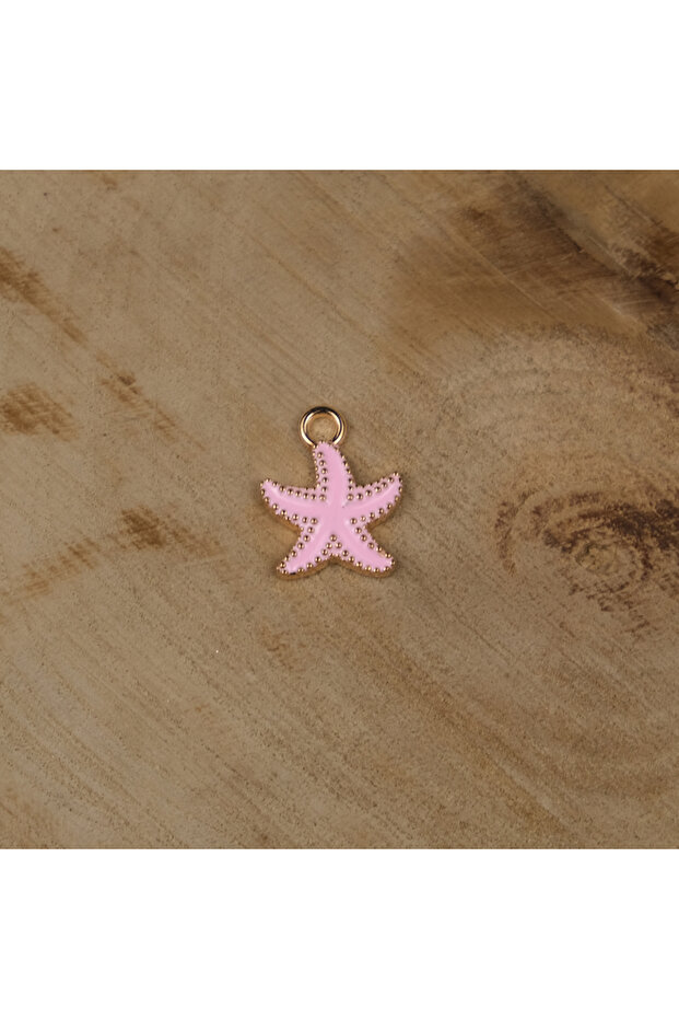 Pink Starfish Figure, Gold Metal Pink Starfish Pendant
