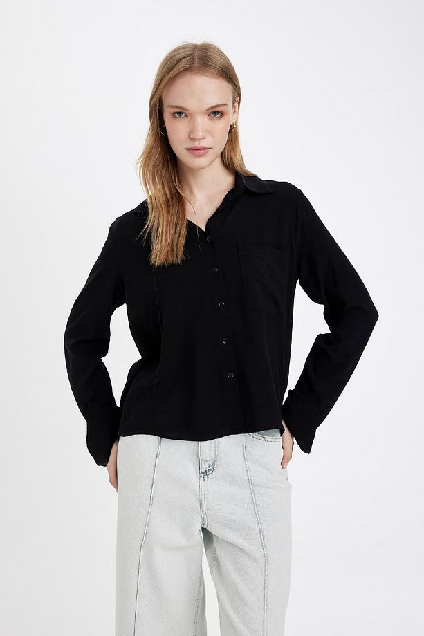 Regular Fit Basic Düz Düğmeli Uzun Kollu Gömlek N2518az24au - 4