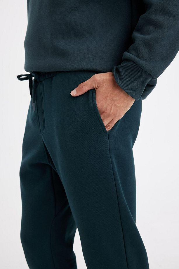 Relax Fit Kalın Jogger Eşofman Altı Basic Düz Beli Bağcıklı Lastikli Paça Cepli U7438az24au - 7