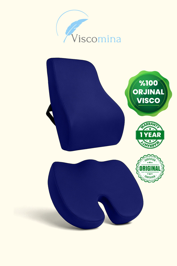 100% Viscos Orthopedic Seating Cushion 100% Viscos Orthopedic Lumbar Cushion Set of 2 Navy Blue