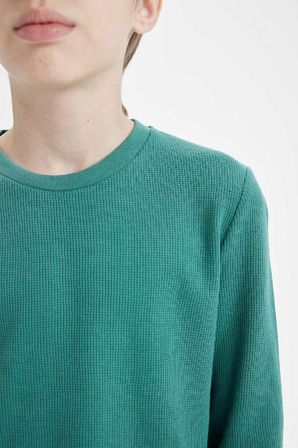 Erkek Çocuk Pijama Takım Uzun Kollu Waffle Üst Beli Lastikli Uzun Alt D5343a824wn - 4