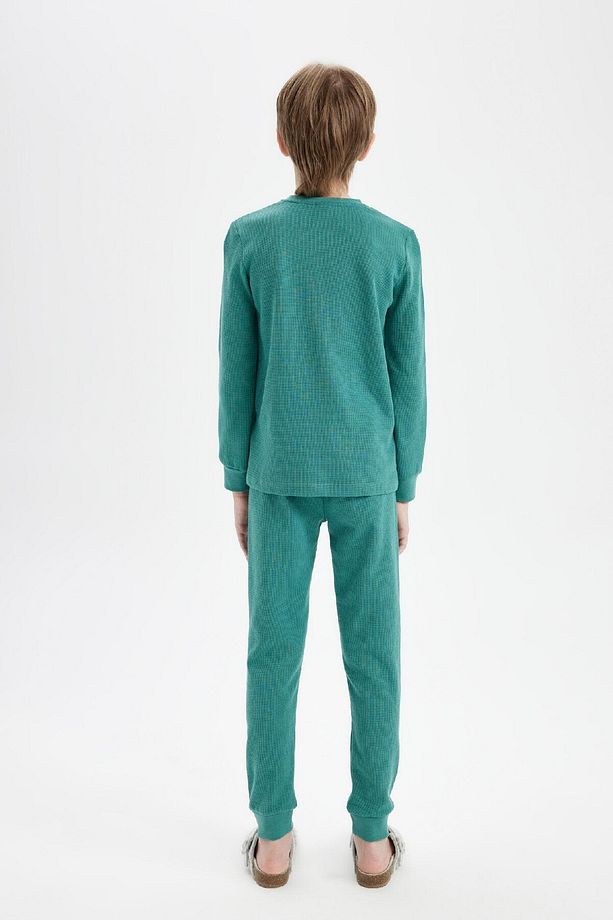 Erkek Çocuk Pijama Takım Uzun Kollu Waffle Üst Beli Lastikli Uzun Alt D5343a824wn - 5