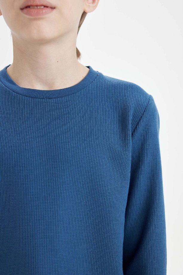 Erkek Çocuk Pijama Takım Waffle Uzun Kollu Üst Uzun Alt 3164653 - 3