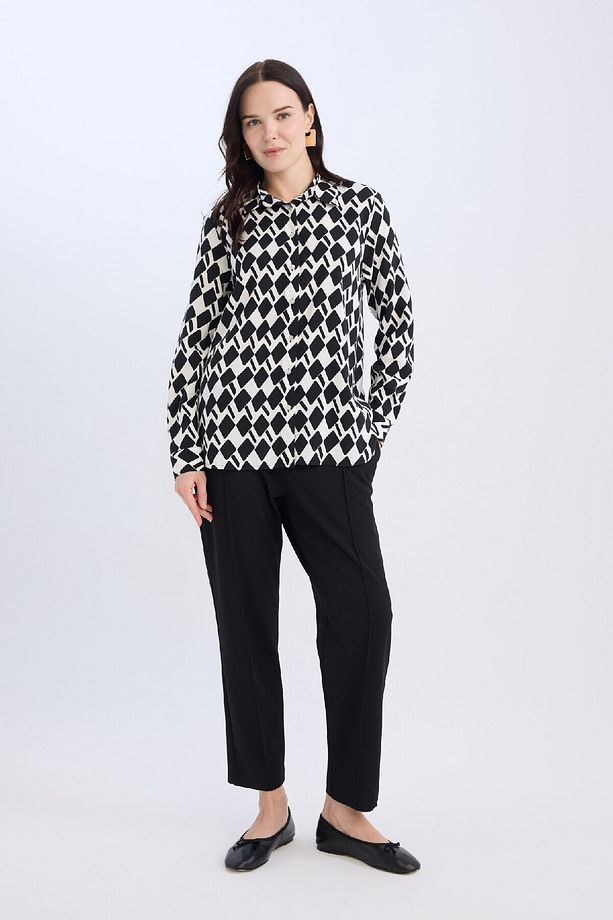 Krep Pantolon Carrot Fit Basic Düz Beli Lastikli Dar Paça Cepli D5950ax24wn - 3