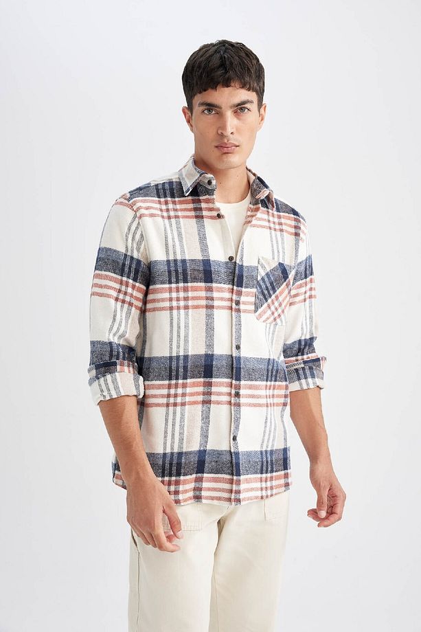 Regular Fit Kareli Oduncu Flanel Uzun Kollu Gömlek D4180ax24wn - 3