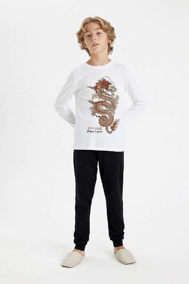 Erkek Çocuk Pijama Takımı Baskılı Uzun Kollu Üst Uzun Alt D5216a824au - 1