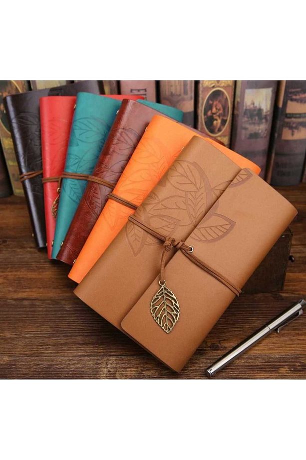 Retro Vintage Klasik Deri Kapak Notebook Seyahat Günlüğü Doldurulabilir Eskiz Not Defteri, 165x220mm - 4