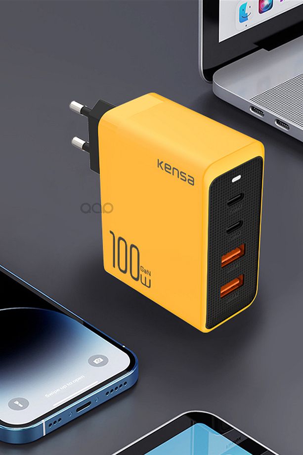 100W Gan3 Turbo Hızlı Şarj Cihazı Type-C QC PD 2xUsb-C 1xUsb-A (Gerçek 100 Watt) - 4