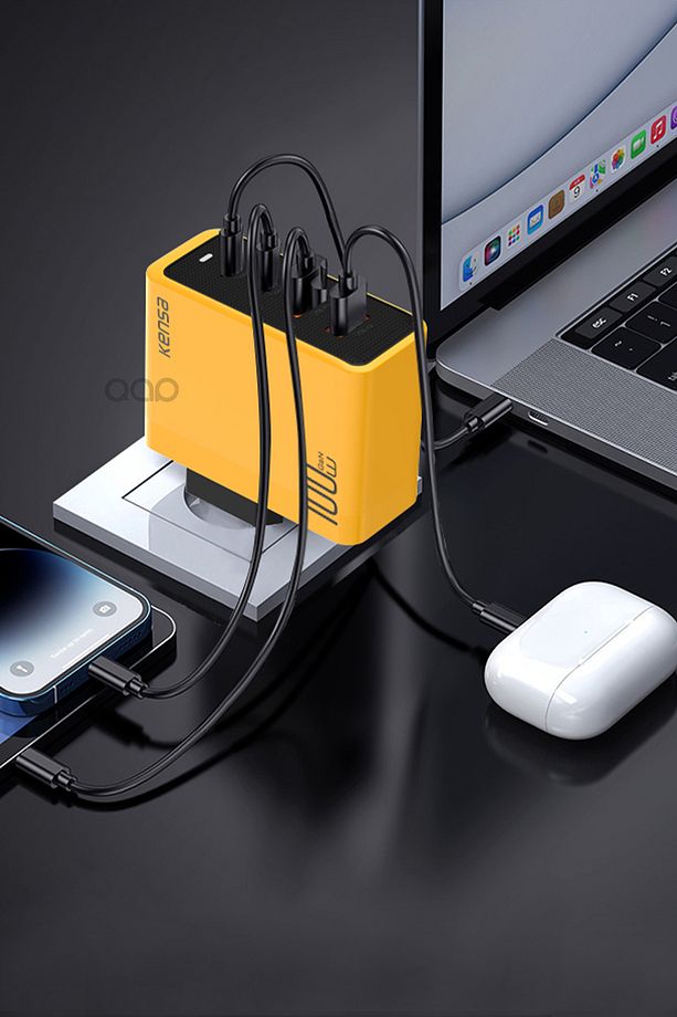 100W Gan3 Turbo Hızlı Şarj Cihazı Type-C QC PD 2xUsb-C 1xUsb-A (Gerçek 100 Watt) - 5