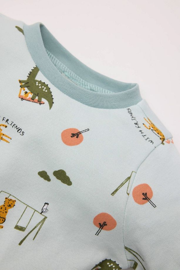 Erkek Bebek Pijama Takımı Bisiklet Yaka Desenli Uzun Kollu Üst Alt D5349a524wn - 3