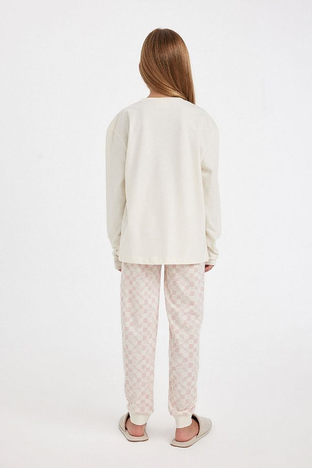 Kız Çocuk Pijama Takımı Ayı Baskılı Uzun Kollu Üst Uzun Alt 3166544 - 5