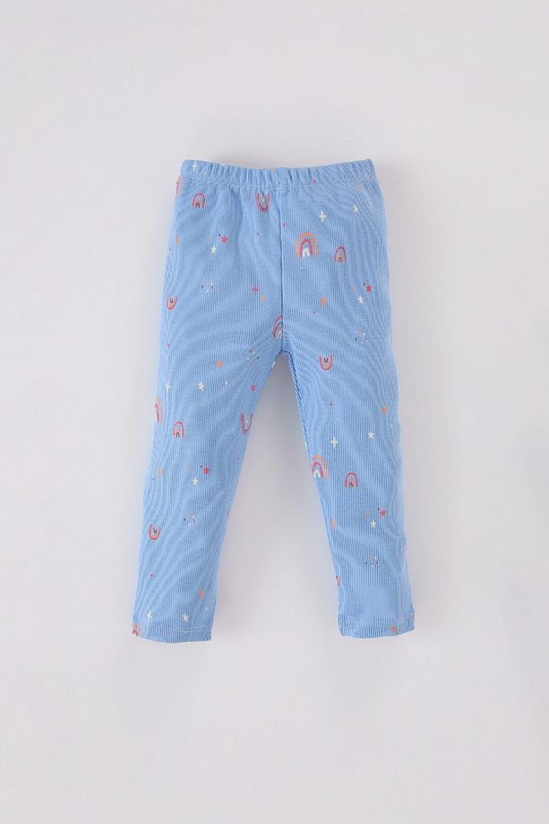 Kız Bebek Pijama Takımı Gökkuşağı Baskılı Uzun Kollu Fitilli Kaşkorse Üst Uzun Alt D5371A524WN - 2