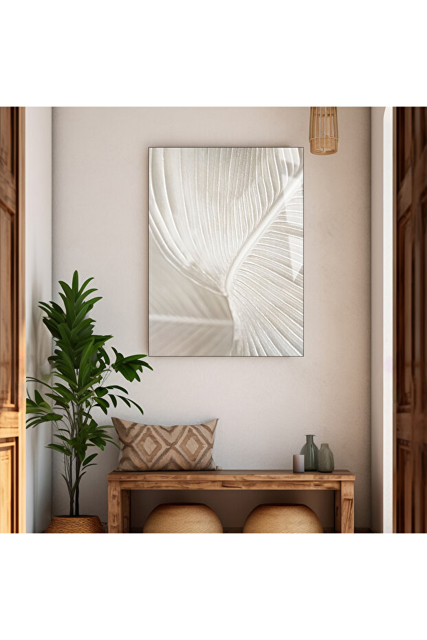 Hari̇kabi̇rev | Unbreakable Glass Table Soft White Palm Design 01 | Tmtekli̇