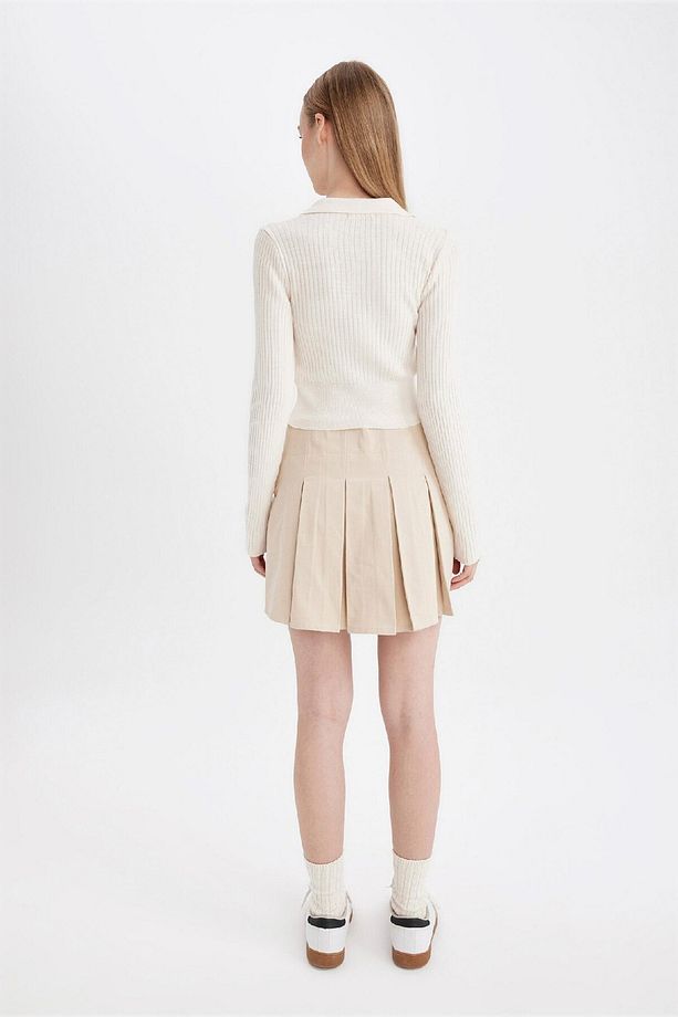 Coool Piliseli Normal Bel Basic Düz Gabardin Mini Etek D5265ax24au - 7