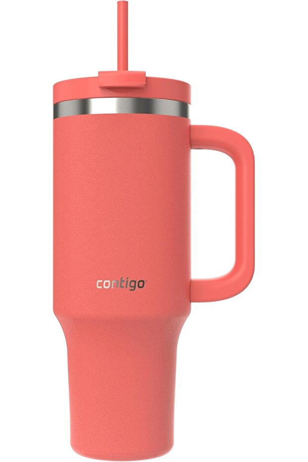 Thermos Cup with Handle - Tumbler - Stainless Steel - with Straw & Lid - 29 Hours Cold