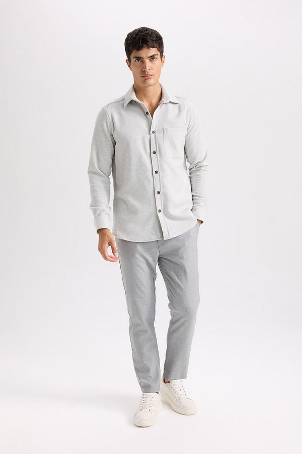 Regular Fit Oduncu Cep Detaylı Basic Düz Uzun Kollu Gömlek A5515AX24AU - 2