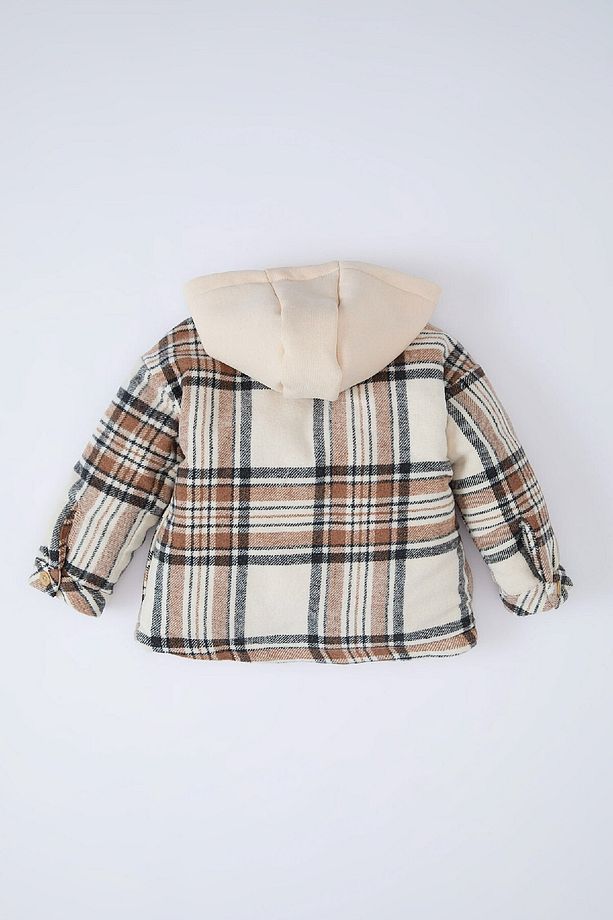 Erkek Bebek Kapüşonlu Kareli Flanel Uzun Kollu Gömlek D5271A524WN - 4