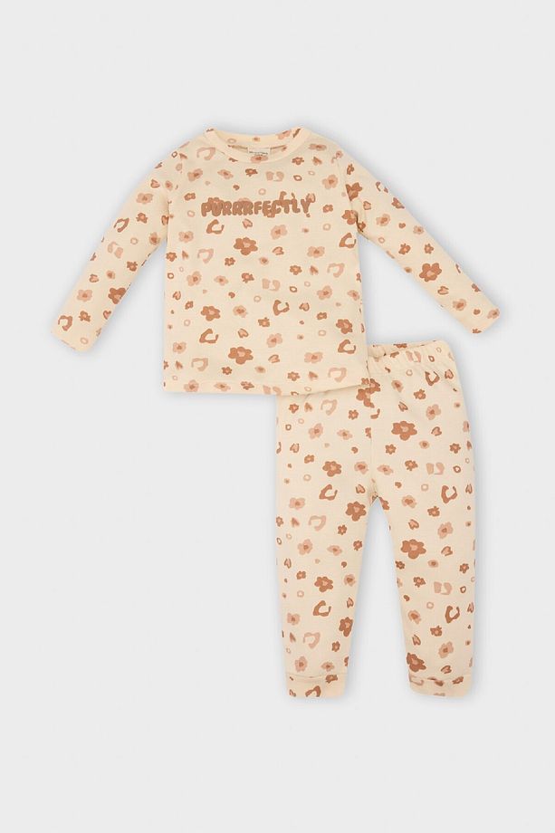 Kız Bebek Pijama Takımı Leopar Desenli Uzun Kollu Üst Uzun Alt D5368a524wn - 1