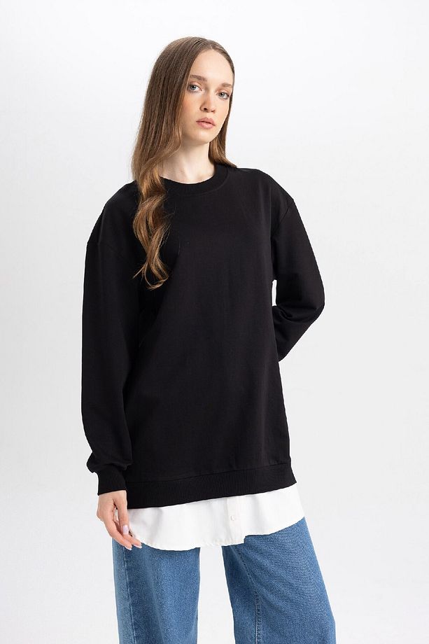 Regular Fit Bisiklet Yaka Basic Düz Sweatshirt Tunik A9529ax24au - 4