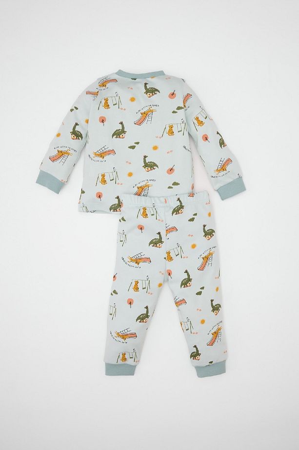 Erkek Bebek Pijama Takımı Bisiklet Yaka Desenli Uzun Kollu Üst Alt D5349a524wn - 4