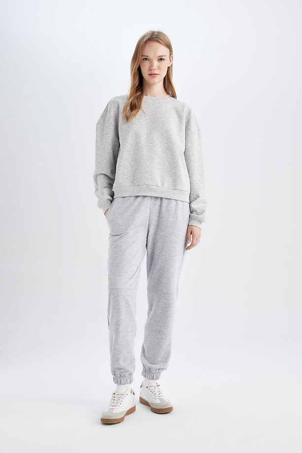 Jogger Eşofman Altı Beli Paçası Lastikli Cepli Uzun Boy Basic Düz D6646ax24wn - 1