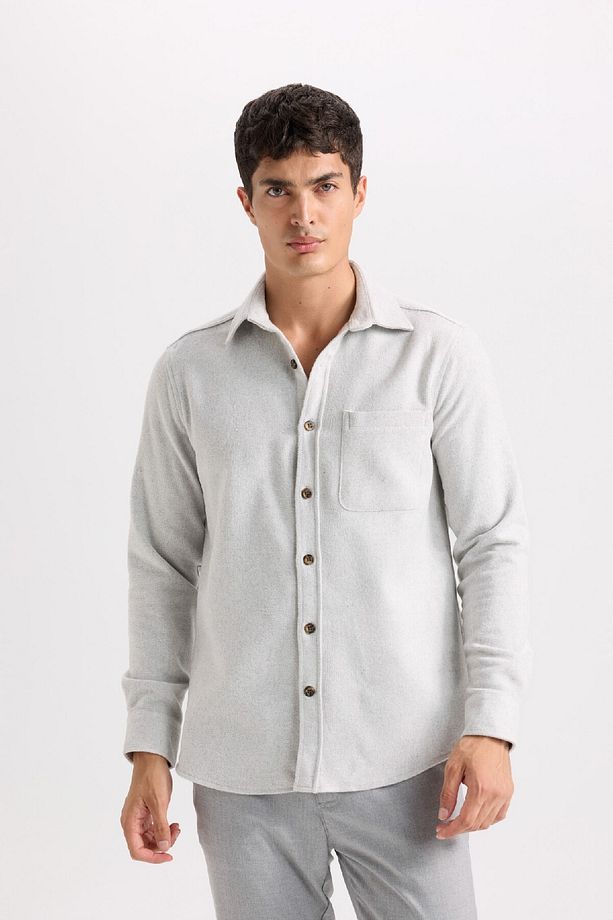 Regular Fit Oduncu Cep Detaylı Basic Düz Uzun Kollu Gömlek A5515AX24AU - 3