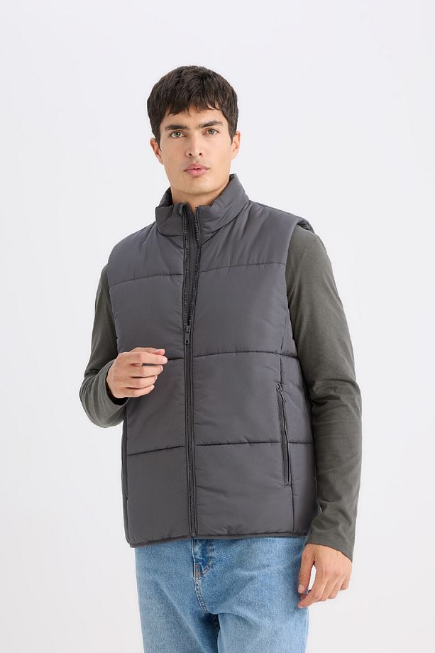 Regular Fit Dik Yaka Fermuarlı Şişme Yelek D6286AX25SP - 4