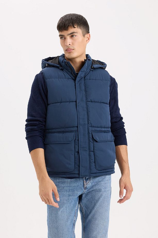 Regular Fit Kapüşonlu Fermuarlı Cepli Şişme Yelek D6285ax25sp - 1