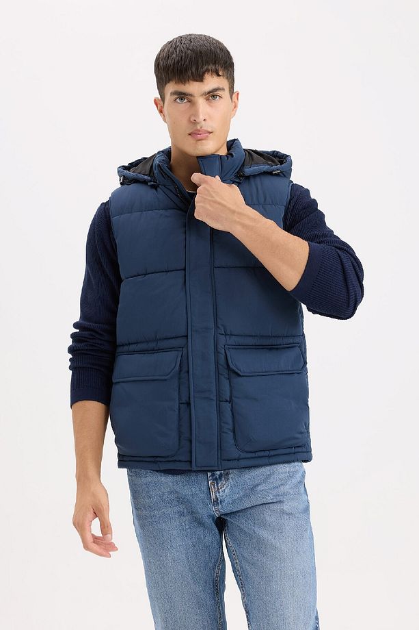 Regular Fit Kapüşonlu Fermuarlı Cepli Şişme Yelek D6285ax25sp - 4