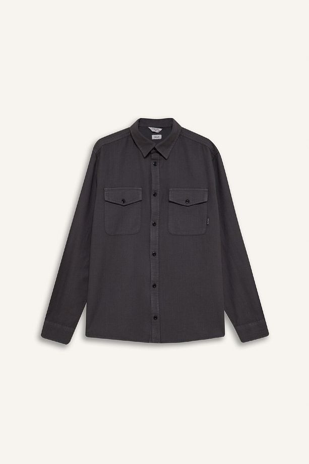 %100 Pamuk Regular Fit Polo Yaka Basic Düz Uzun Kollu Gömlek B2654ax25sp - 6