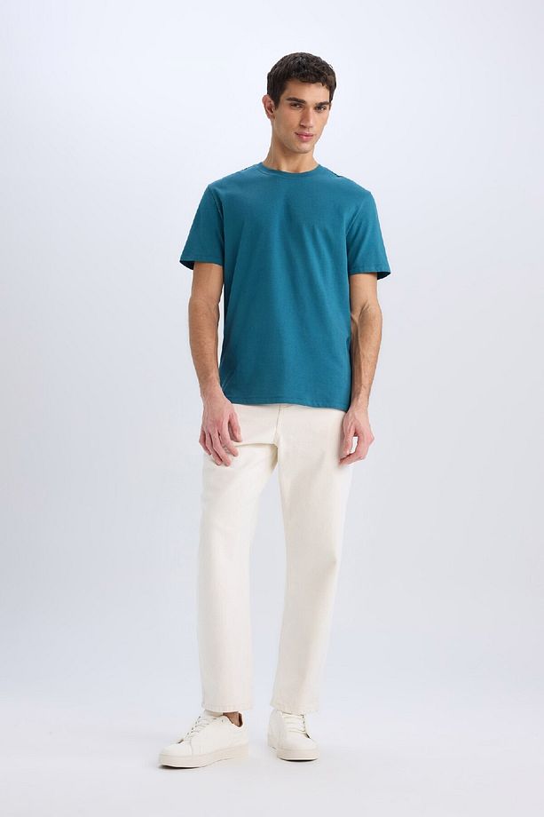 %100 Pamuk New Regular Fit Bisiklet Yaka Basic Düz Kısa Kollu Tişört V7699az25sp - 2