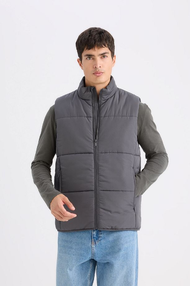 Regular Fit Dik Yaka Fermuarlı Şişme Yelek D6286AX25SP - 3