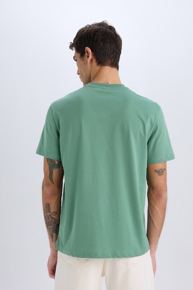 %100 Pamuk New Regular Fit Bisiklet Yaka Basic Düz Kısa Kollu Tişört V7699az25sp - 6